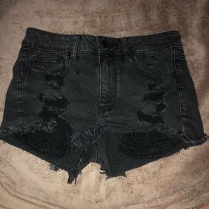 AEO Black High-Rise Super Stretch Shorts